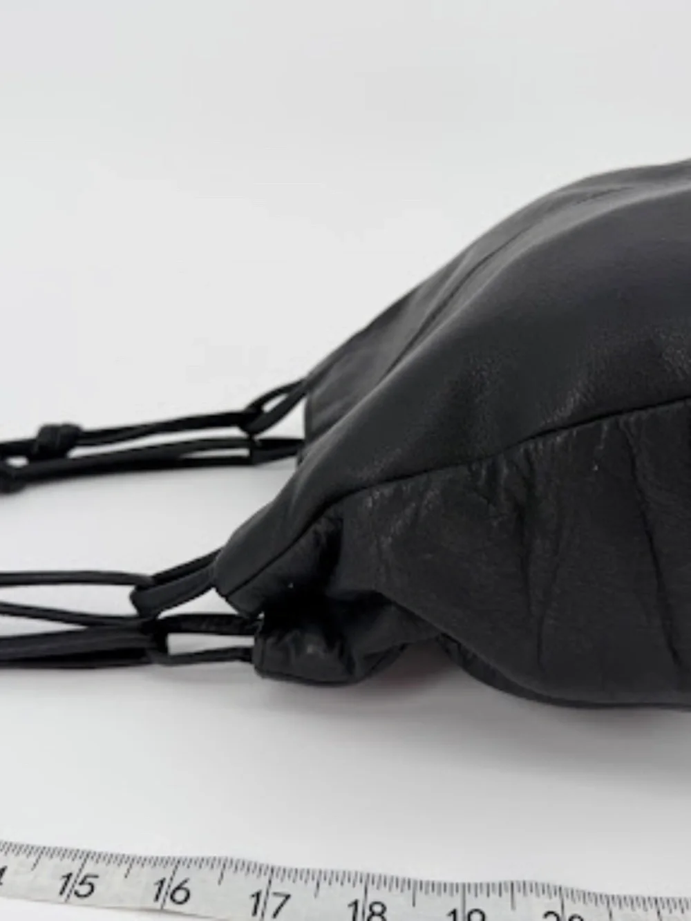 Vintage Saddle River Black Soft Glove Leather Knotted Strap Crossbody Bag